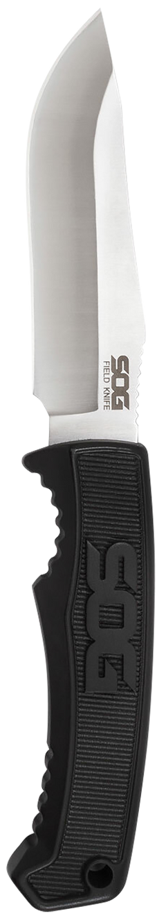 S.O.G Field Knife 4" Fixed Clip Point Plain Edge Satin 7Cr17MoV Black TPR Handle — view 2
