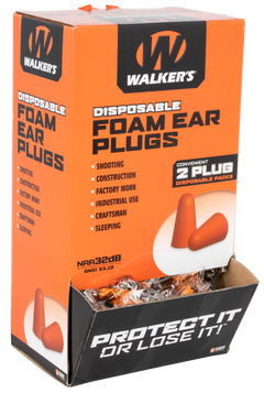 Walkers Game Ear Foam Ear Plugs 32 dB NRR Orange 100 Pair (200 Ct) Counter Display — view 2