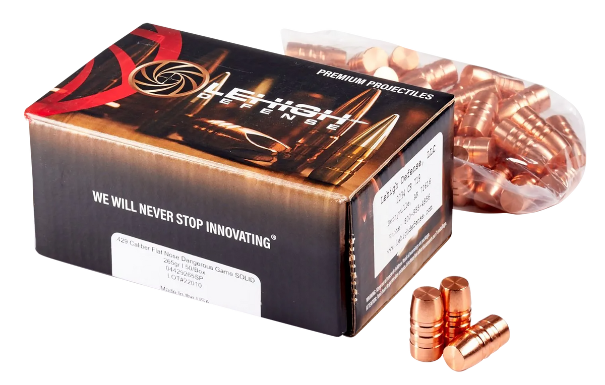Lehigh Defense Wide Flat Nose .44 Rem Mag .429 265gr Lead-Free Solid Copper Bullets - 50/Box — view 2