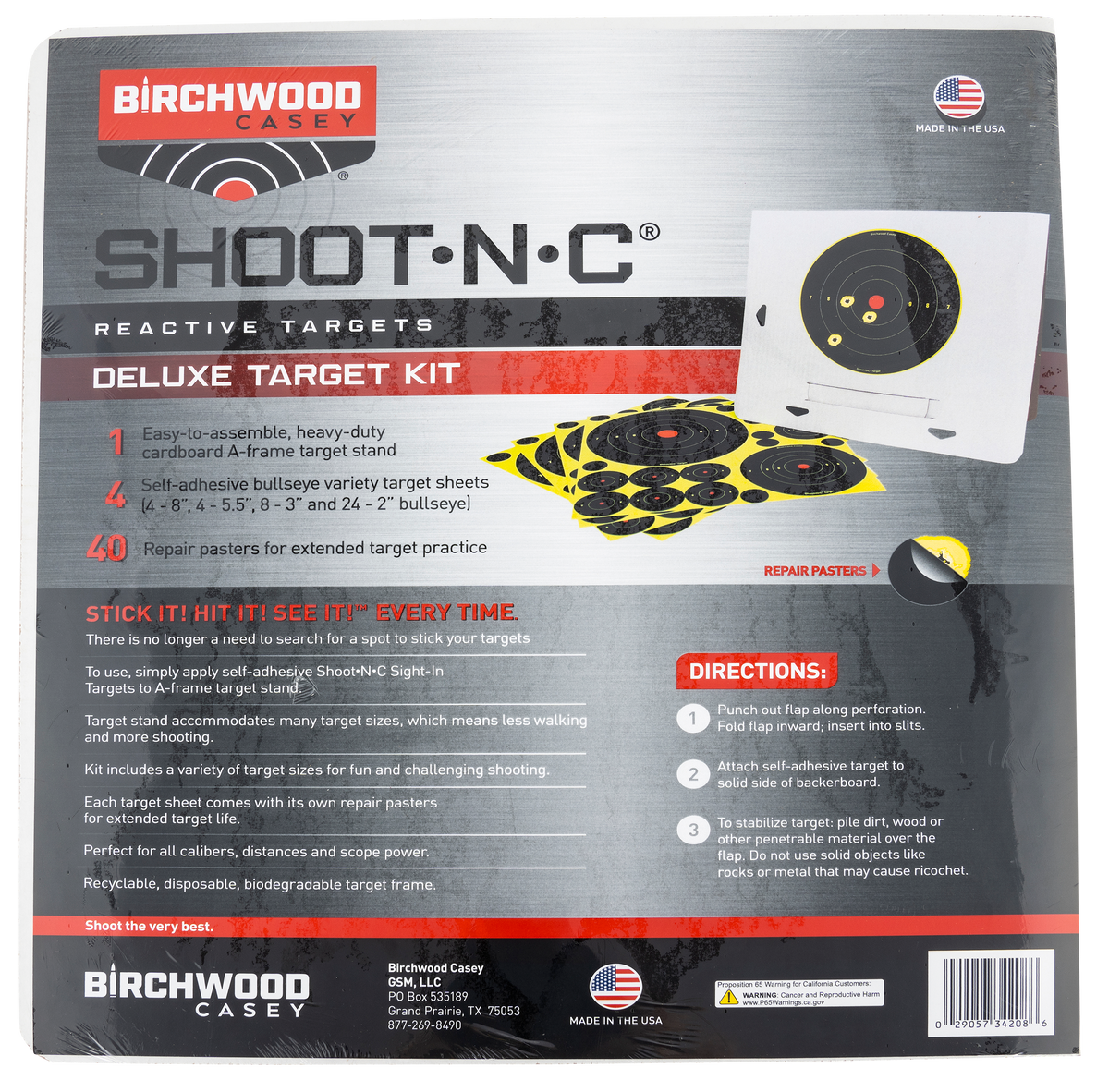 Birchwood Casey Shoot-N-C Reactive Target Variety Pack Self-Adhesive Paper Black/Yellow Bullseye 4 Pack — view 2