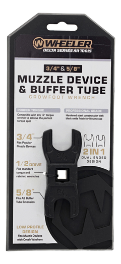 Wheeler Delta Series Muzzle Device & Buffer Tube Crowfoot Wrench 5/8" & 3/4" - Black Steel — view 2