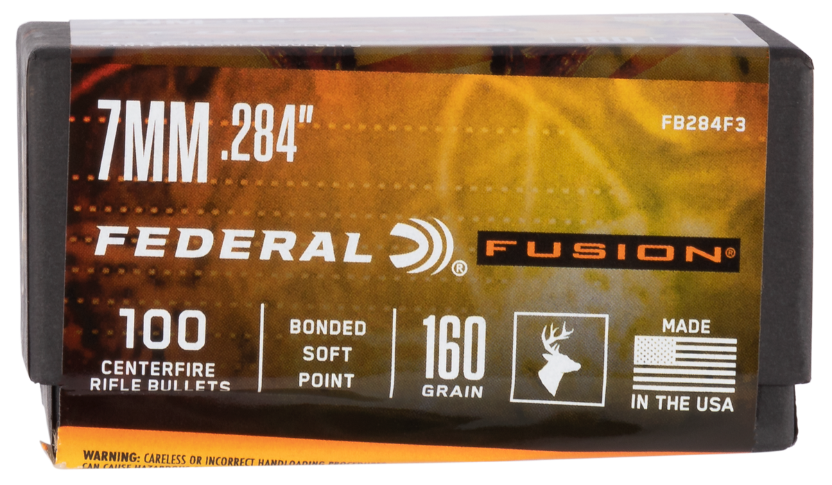 Federal Fusion Component 7mm .284 160gr Fusion Soft Point Reloading Bullets - 100 Per Box/ 4 Case — view 2