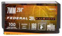 Federal Fusion Component 7mm .284 160gr Fusion Soft Point Reloading Bullets - 100 Per Box/ 4 Case — view 2