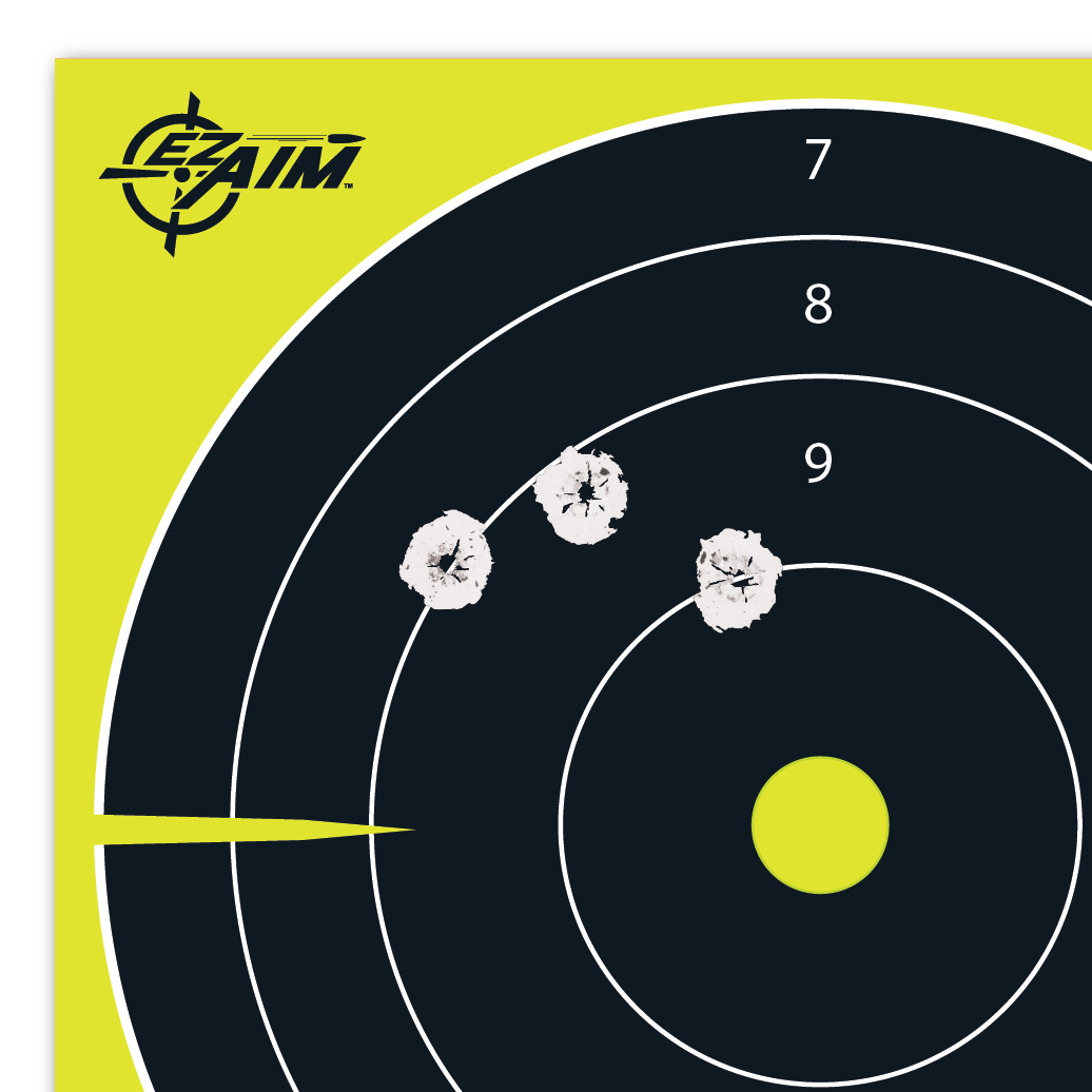 EZ-Aim Splash Reactive 8" Bullseye Hanging Paper Target 8" x 8" Black/Yellow 25 Pack — view 2
