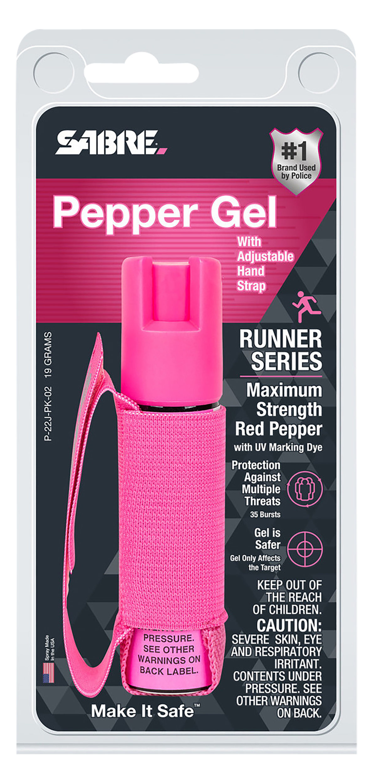 Sabre The Runner Pepper Gel 12 ft Range 35 Bursts Pink - Adjustable Strap — view 2
