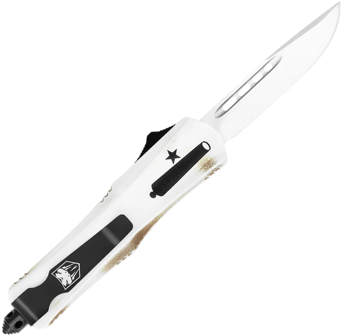 CobraTec Knives FS-3 Come And Take It Small 3" OTF Drop Point Plain D2 Steel White Cerakoted Aluminum Handle — view 2