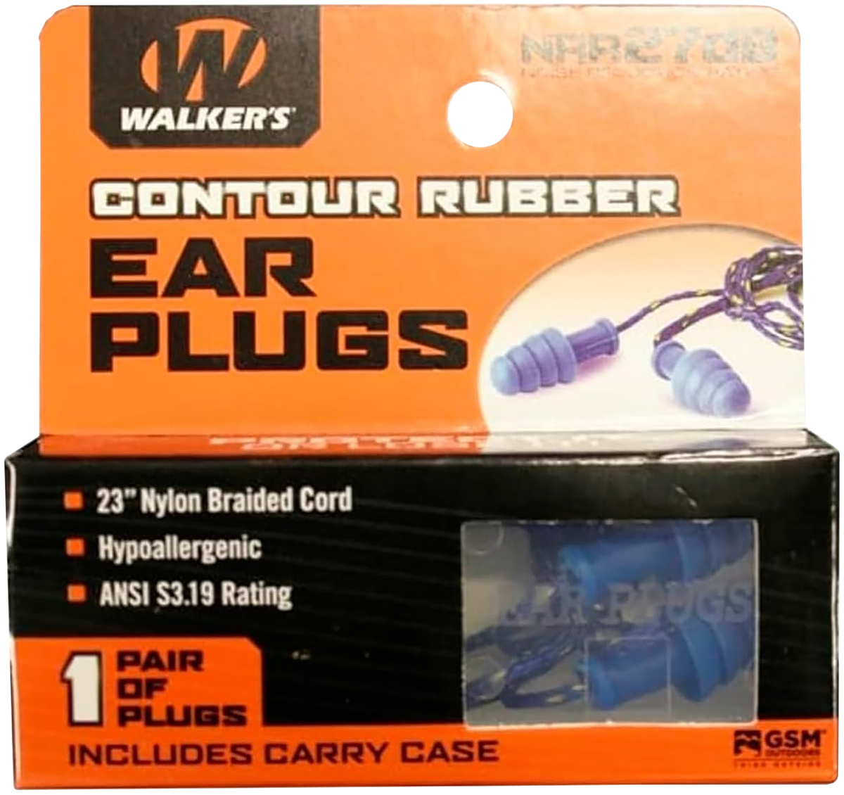 Walkers Game Ear Corded Rubber Ear Plugs 27 dB Blue In The Ear 1 Pair — view 2