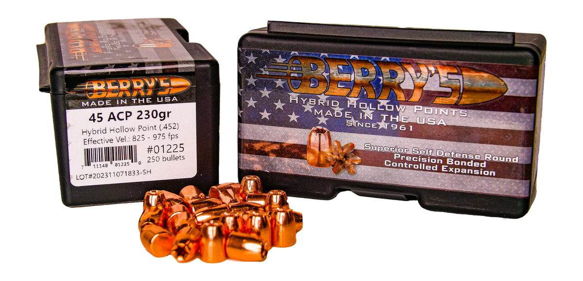 Berry's Superior Plated 45 (.452) 230gr Hybrid Hollow Point Reloading Bullets - 250/Box — view 2
