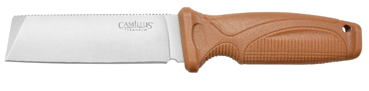 Camillus Swedge 4.30" Fixed Blade 420 Steel Titanium Bonded Tan Handle — view 2