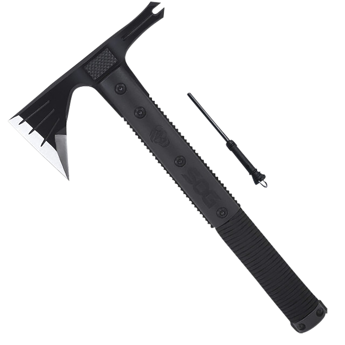 S.O.G Survival Hawk 3" 2Cr13MoV SS Tomahawk 12.10" OAL - Black Oxide w/Reflective Paracord GRN Handle — view 2