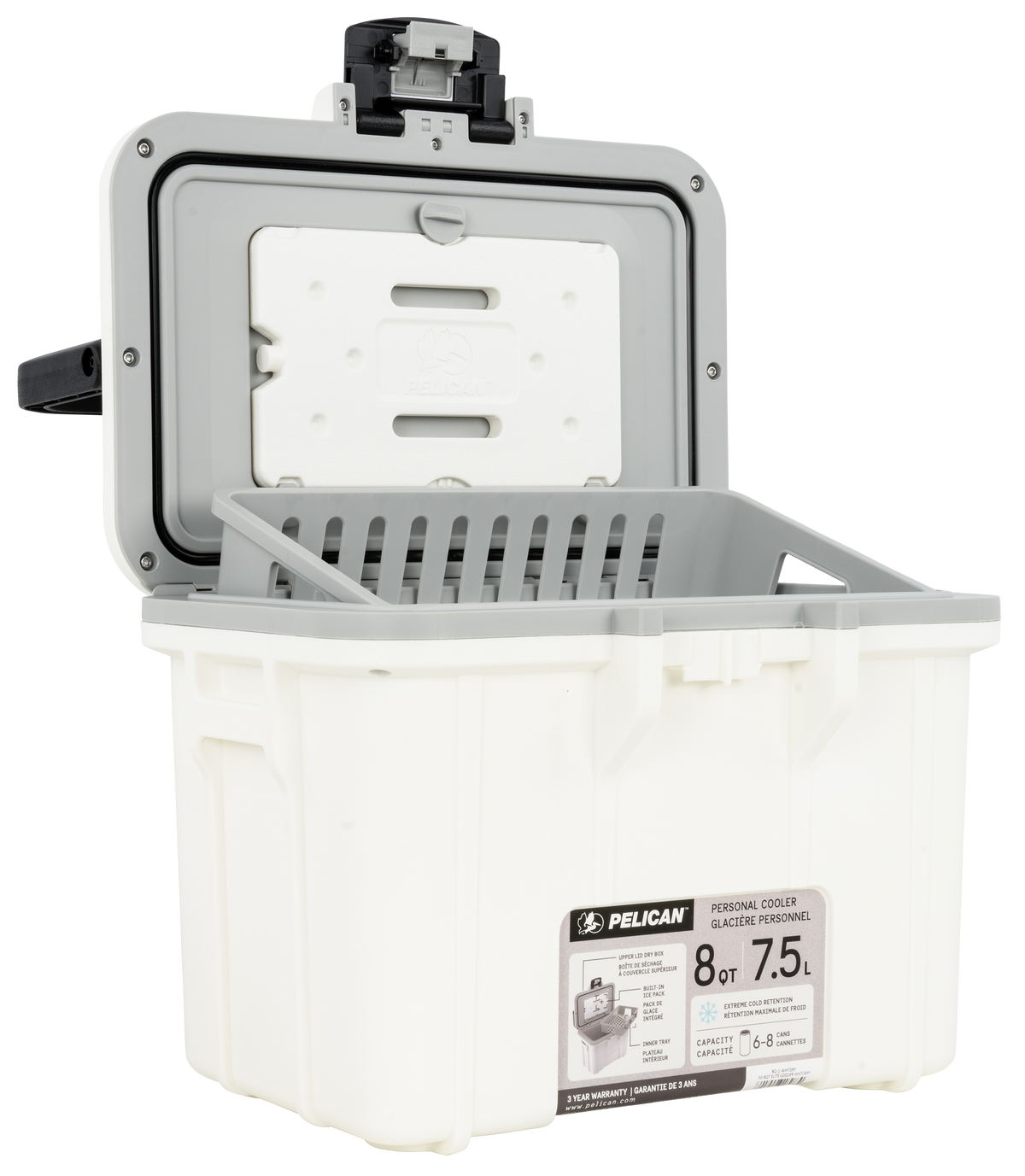 Pelican Elite 8QT Personal Cooler White/Gray — view 2