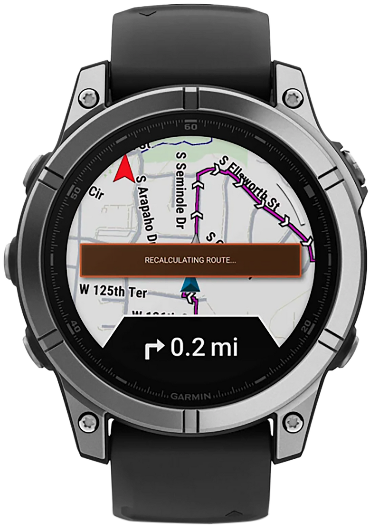 Garmin Fenix E 47mm AMOLED GPS Multisport Smartwatch Stainless Steel/Black — view 2