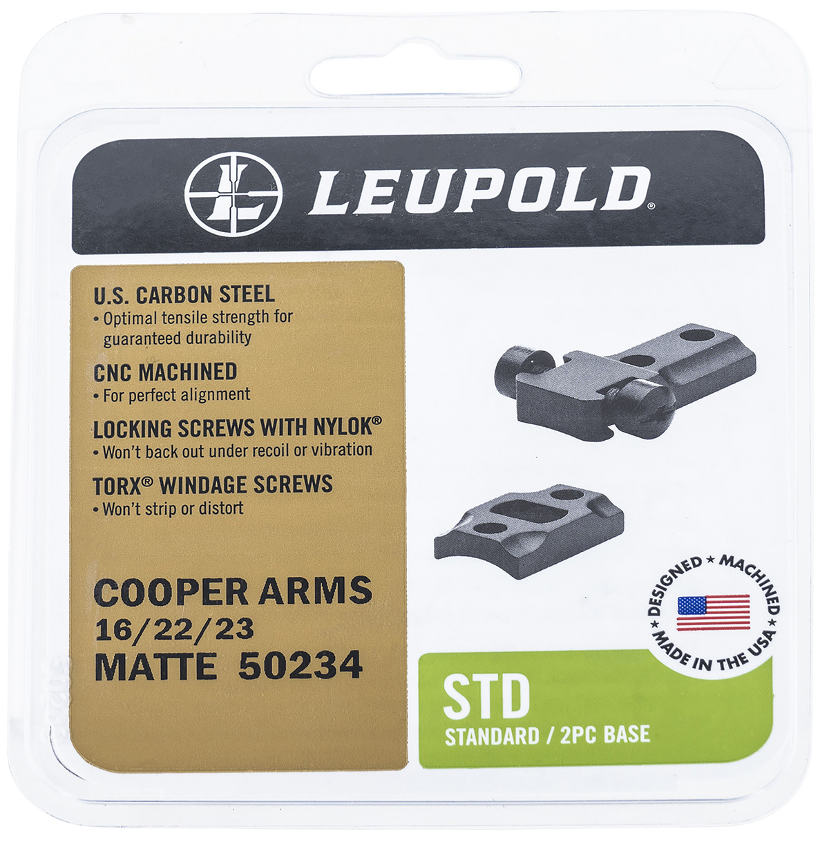 Leupold 50234 Standard Base 2-Piece Cooper Arms 16/22/23 Matte Black — view 2