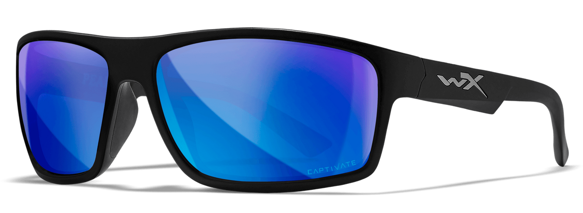 Wiley X WX Peak M/L CAPTIVATE Polarized Blue Mirror Lens Matte Black Frame Safety Glasses — view 2