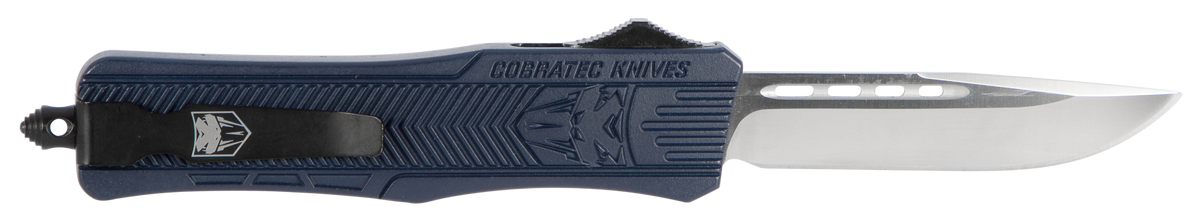 CobraTec Knives CTK-1 Medium 3" OTF Drop Point Plain D2 Blade NYPD Blue Aluminum Handle — view 2