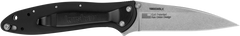 Kershaw Leek 1660SWBLK 3" Folding Drop Point 14C28N Stonewashed Plain Blade - Black Anodized Aluminum Handle — view 2