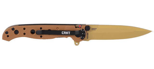 Columbia River M16-01DZ 3.12" Folding Spear Point Plain D2 Steel Desert Tan TiNi GRN Handle — view 2