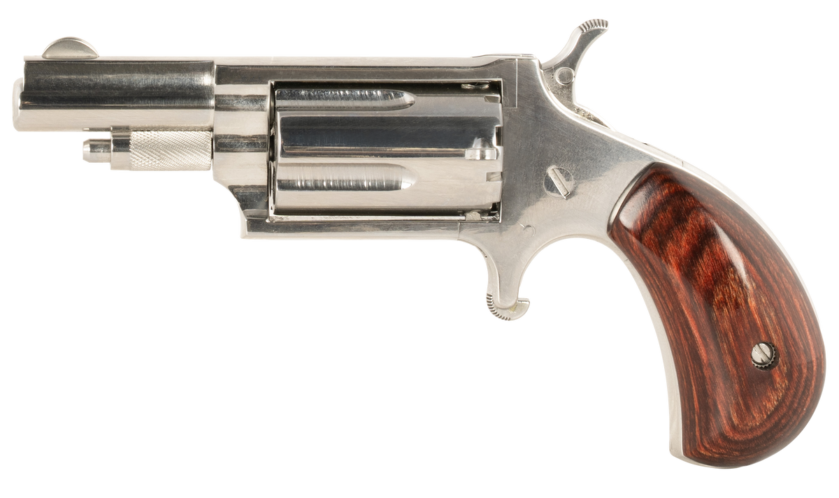 North American Arms LDLX 22 Mag 1.13" 5-Shot SAO Mini-Revolver - Polished Stainless, Rosewood — view 2