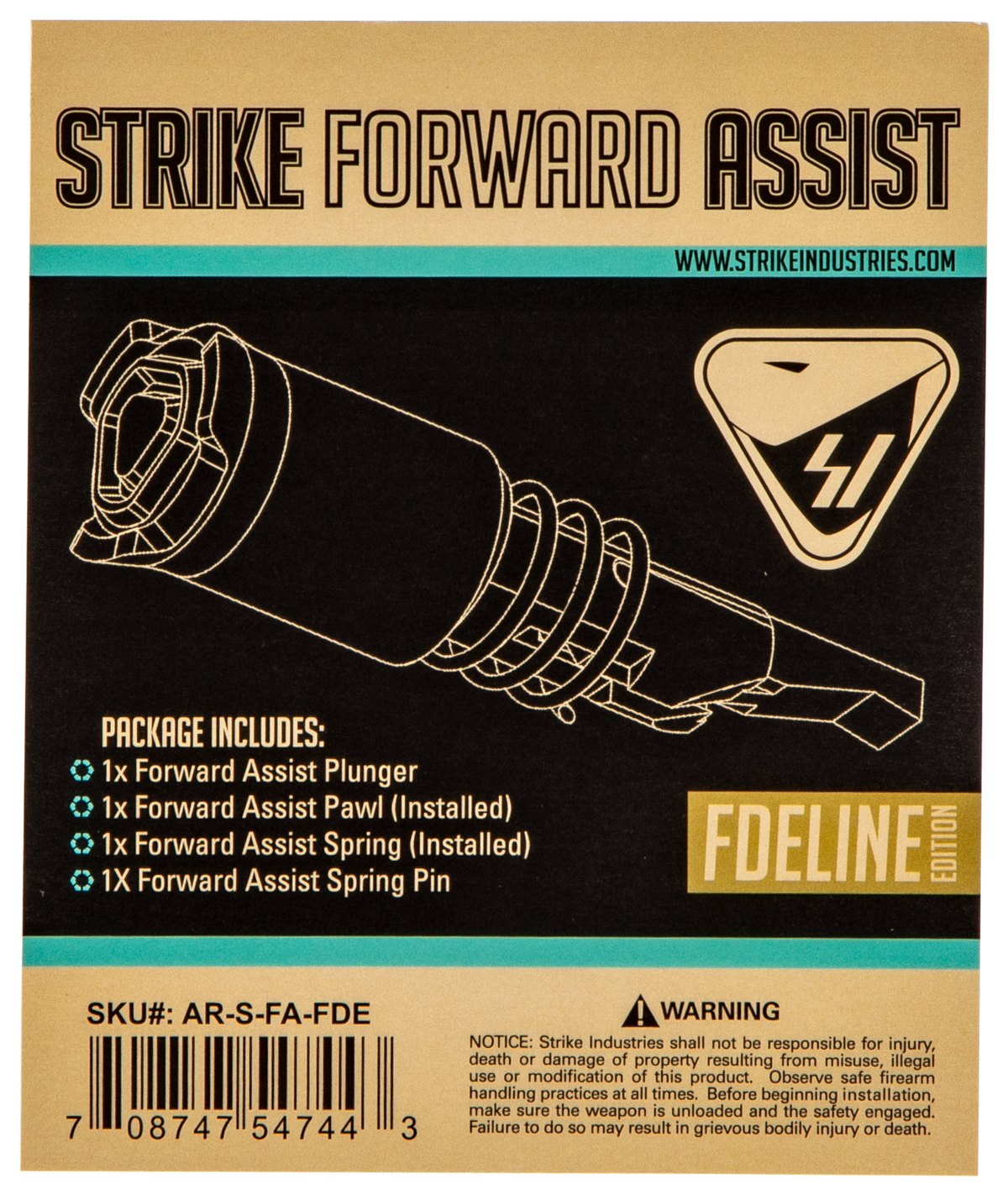 Strike Industries AR Forward Assist Flat Dark Earth Anodized Aluminum Fits AR-15/M16 — view 2