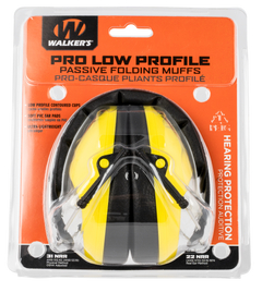 Walkers Game Ear Pro Low Profile Passive Muff 22 dB Over the Head Black/Yellow Polymer — view 2