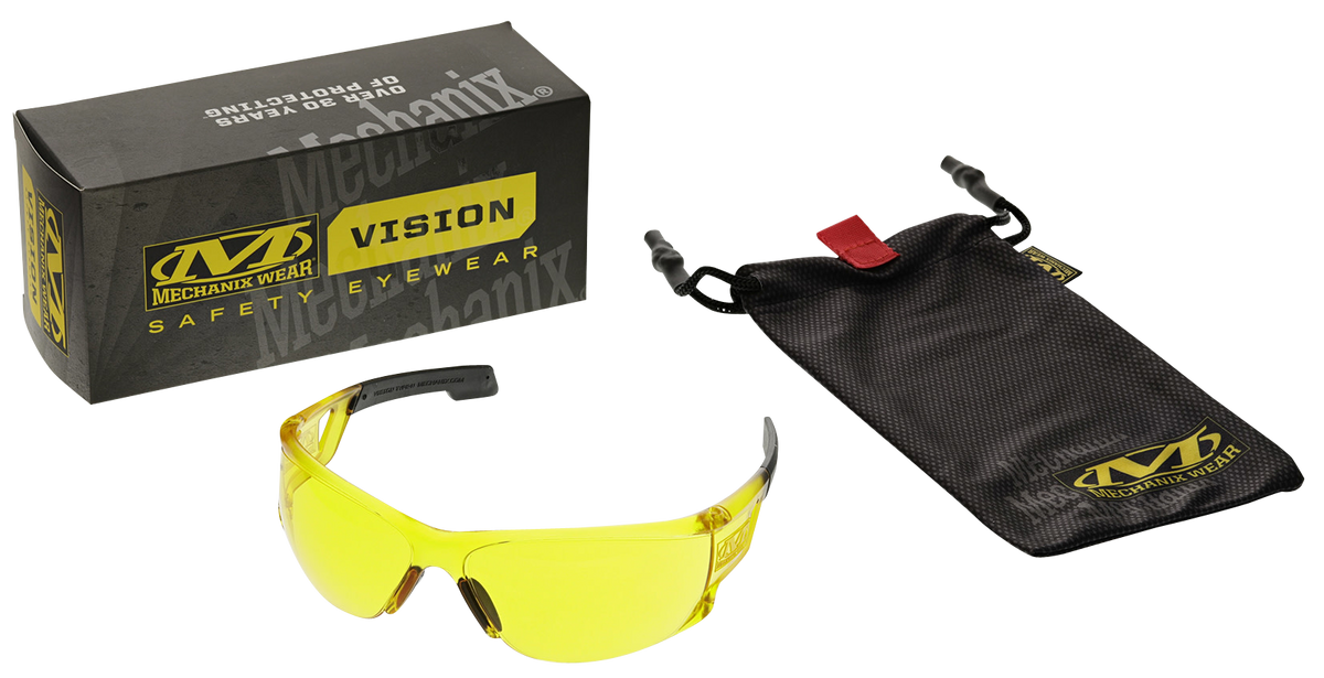 Mechanix Wear Type-N OSFA Amber Lens Wraparound Safety Glasses - Black Frame — view 2