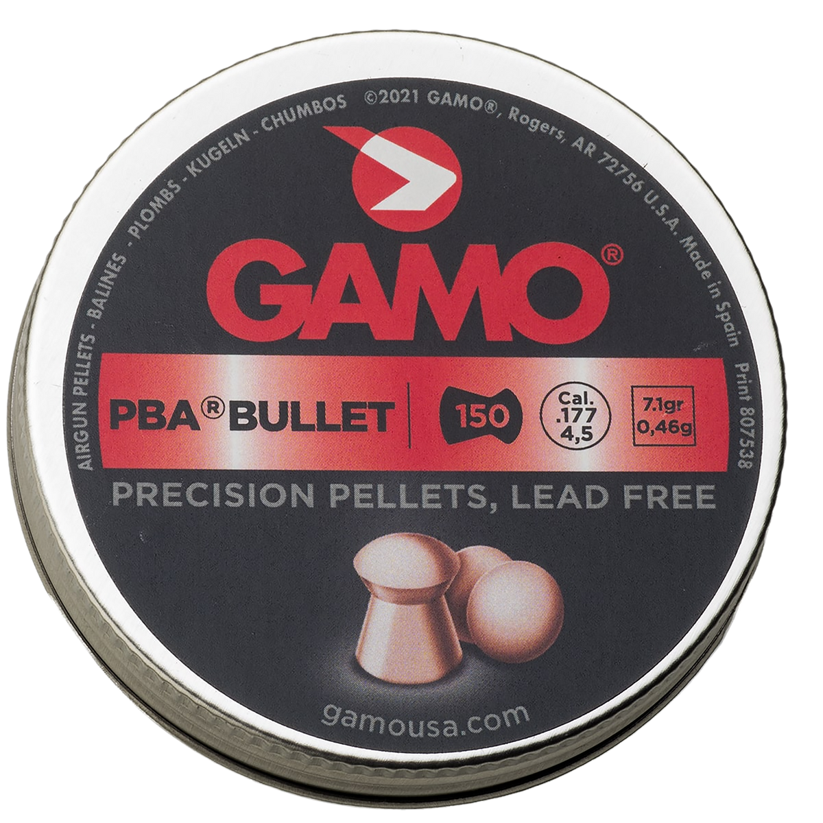 Gamo PBA Bullet .177 7.1gr Copper High Velocity Pellets - 150/Tin — view 2