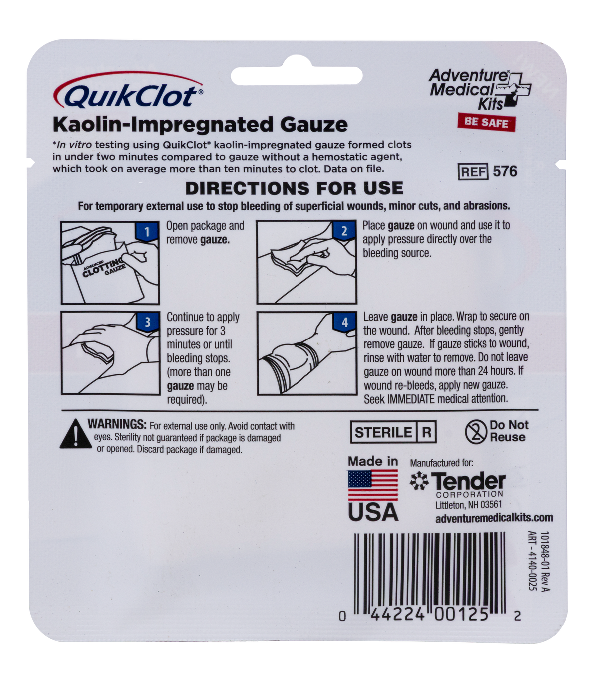 Adventure Medical Kits QuikClot Hemostatic Gauze 3" x 24" White — view 2