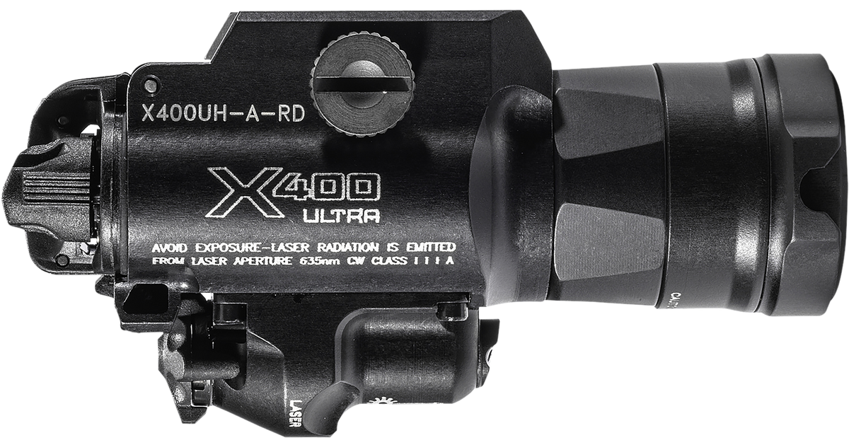 Surefire X400UH-A-RD Ultra Masterfire 1000 Lumen White LED/Red Laser Weapon Light - Black Anodized — view 2