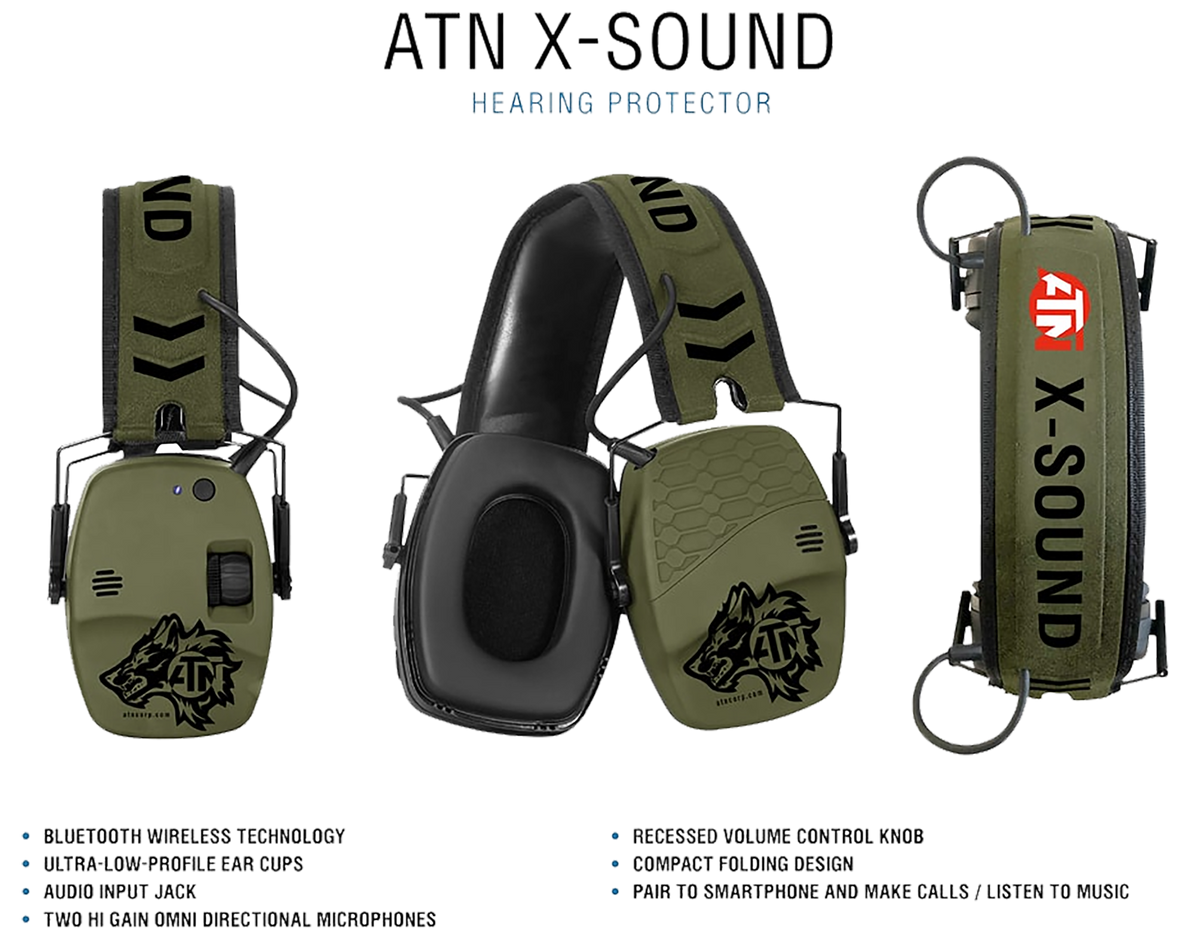 ATN X-Sound Hearing Protector 22 dB OD Green — view 2