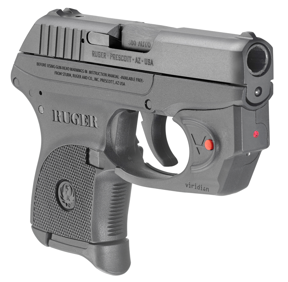 Ruger 3752 LCP w/Laser 380 ACP 2.75" 6+1 Semi-Auto Pistol - Viridian E-Series Red Laser — view 3