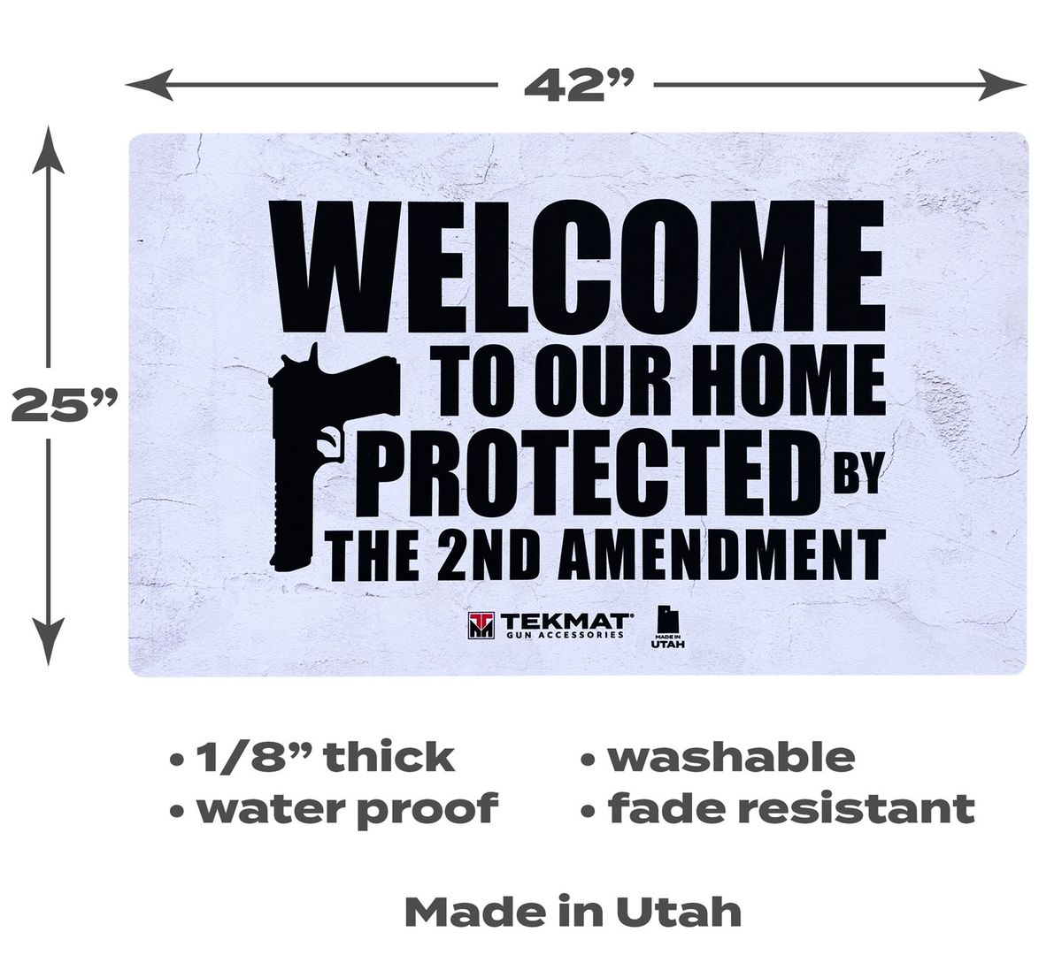 TekMat 2nd Amendment Door Mat 25" x 42" Rubber White/Black — view 3