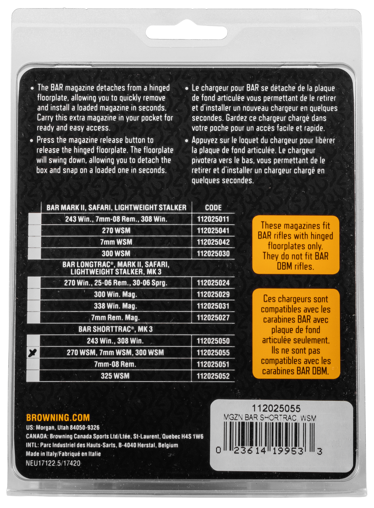 Browning BAR MKIII/ShortTrac 270 WSM/7mm WSM/300 WSM 3-Rd Blued Steel Detachable Magazine — view 3
