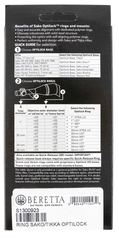 Tikka T3 Opti-Lock 1" Extra Low Scope Rings Blued Steel - 2-Piece — view 3