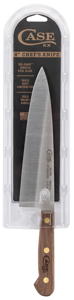 Case 07316 Chef's 8" Fixed Plain Edge Tru-Sharp SS Mirror Polish - Walnut Handle — view 3