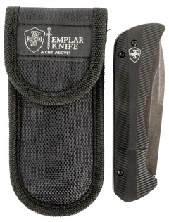 Templar Knife Auto Assist 3.5" Folding Drop Point Plain D2 Black Oxide Stonewashed Blade 4.25" Aluminum Handle — view 3