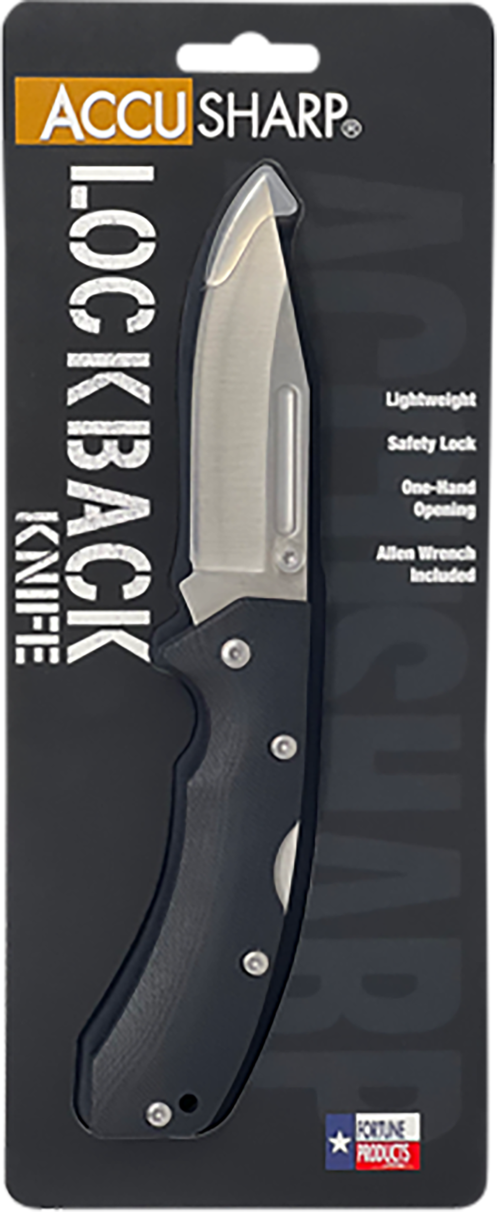 AccuSharp 711C Lockback 3" Folding Clip Point Plain Edge Stainless Steel Black FRN Handle — view 3