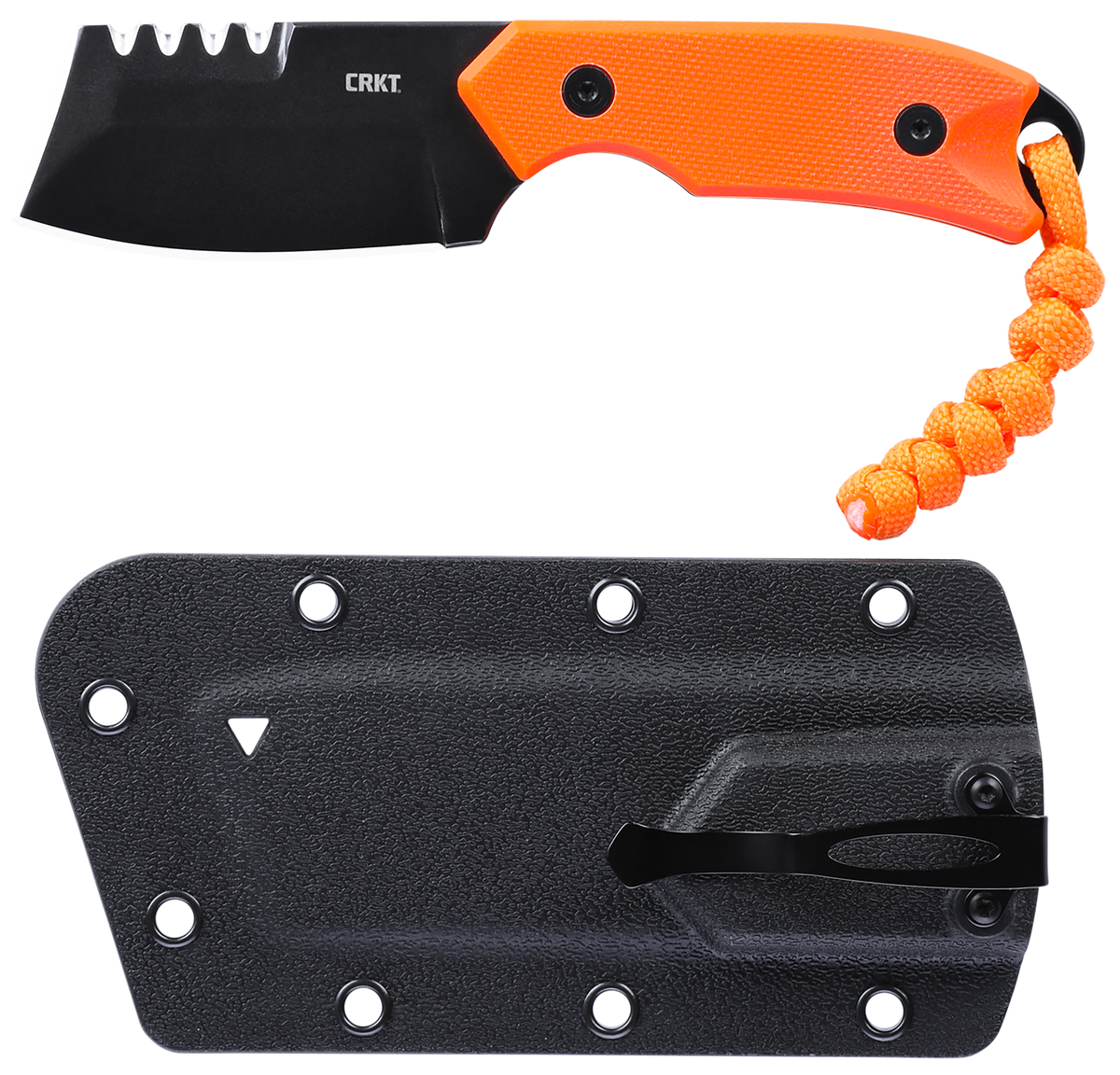 Columbia River Razel Compact 2.32" Fixed Chisel Part Serrated D2 Steel Orange G10 EDC Knife — view 3