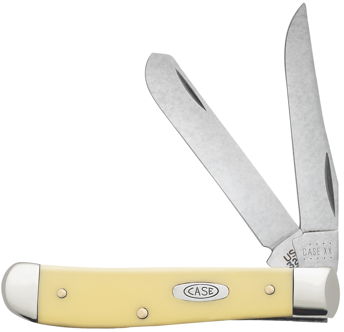 Case Mini Trapper 2.70"/2.75" Clip Point/Spey Folding Knife - Yellow Synthetic — view 3