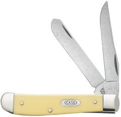 Case Mini Trapper 2.70"/2.75" Clip Point/Spey Folding Knife - Yellow Synthetic — view 3