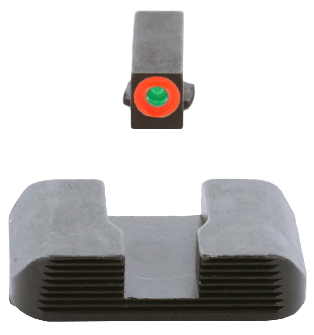 AmeriGlo GL434 Protector Sight Set for Glock - Green Tritium Orange Outline Front / Black Serrated Rear — view 3