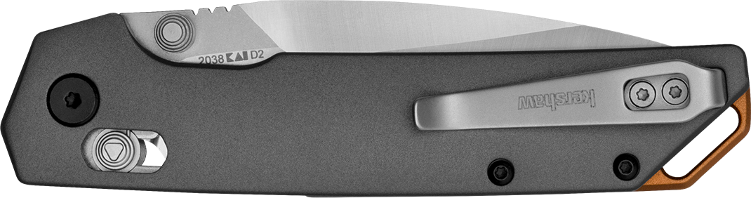 Kershaw Iridium 2038 3.4" DuraLock Folding Spear Point Plain D2 Stonewashed/Satin Gray Anodized Aluminum Knife — view 3