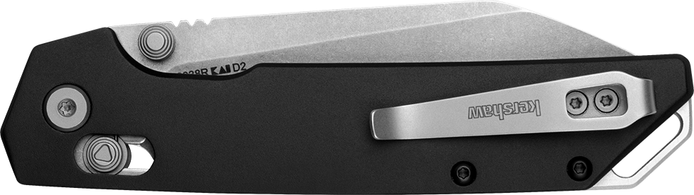 Kershaw 2038R Iridium 3.4" Folding Reverse Tanto Plain Stonewashed D2 - Black Anodized Aluminum Handle — view 3