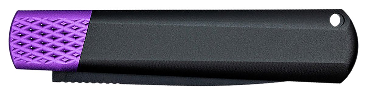 CobraTec Knives Gideon 3" Hidden Release Automatic D2 Steel Black Stonewashed Plain Edge Black/Purple Aluminum Handle — view 3