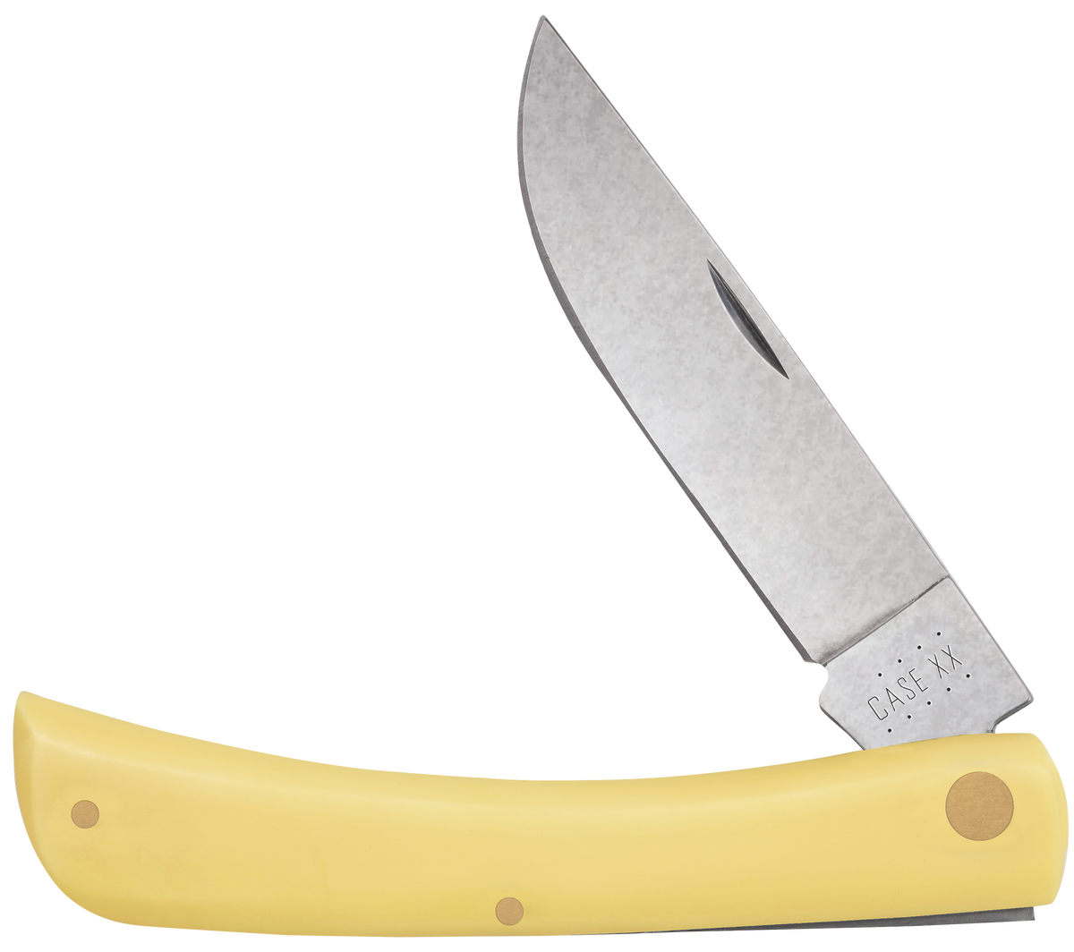 Case Sod Buster 3.70" Folding Skinner Plain Edge Carbon Steel Yellow Synthetic Handle — view 3