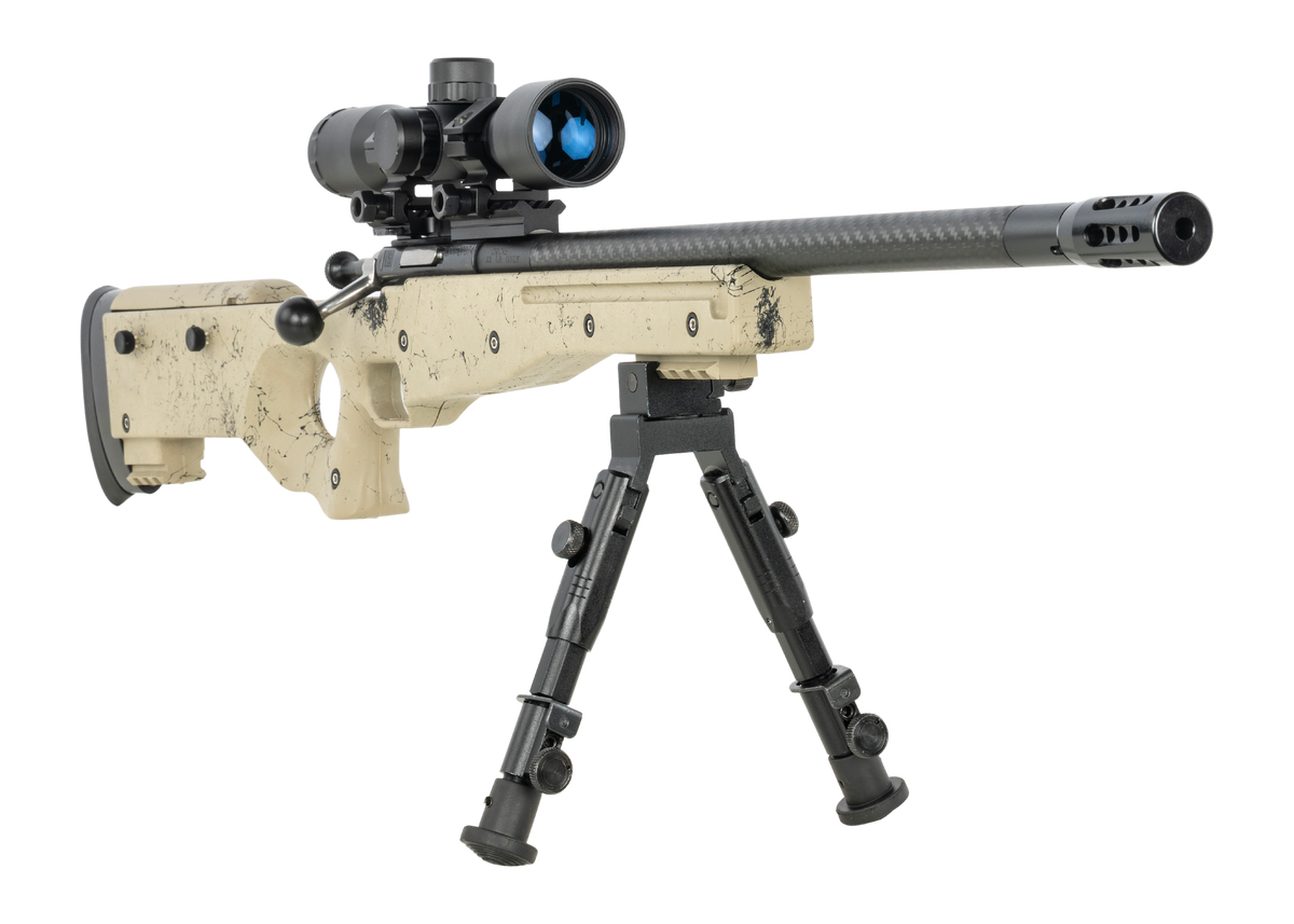 Crickett KSA2143 My First Rifle CPR 22 LR 16.13" 1-Rd Bolt Action Rifle - Tan w/Black Webbing Thumbhole — view 3