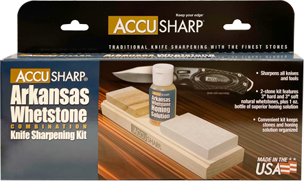 Accusharp 023C Whetstone Combo Kit Fine, Coarse Natural Arkansas Stone Sharpener w/ Honing Oil — view 3