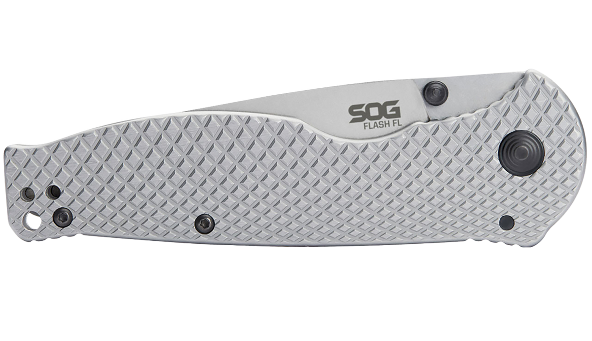 S.O.G Flash FL 3.40" Folding Drop Point Plain 4116 SS Silver Stainless Steel Handle — view 3
