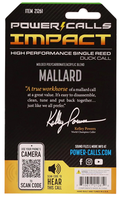 Power Calls Impact Open Call Single Reed Mallard Duck Call - OD Green — view 3
