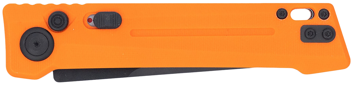 CobraTec Knives Inferno 3.5" OTF Tanto Plain Black TiCN D2 Steel Blade 4.75" Blaze Orange Textured Handle — view 3