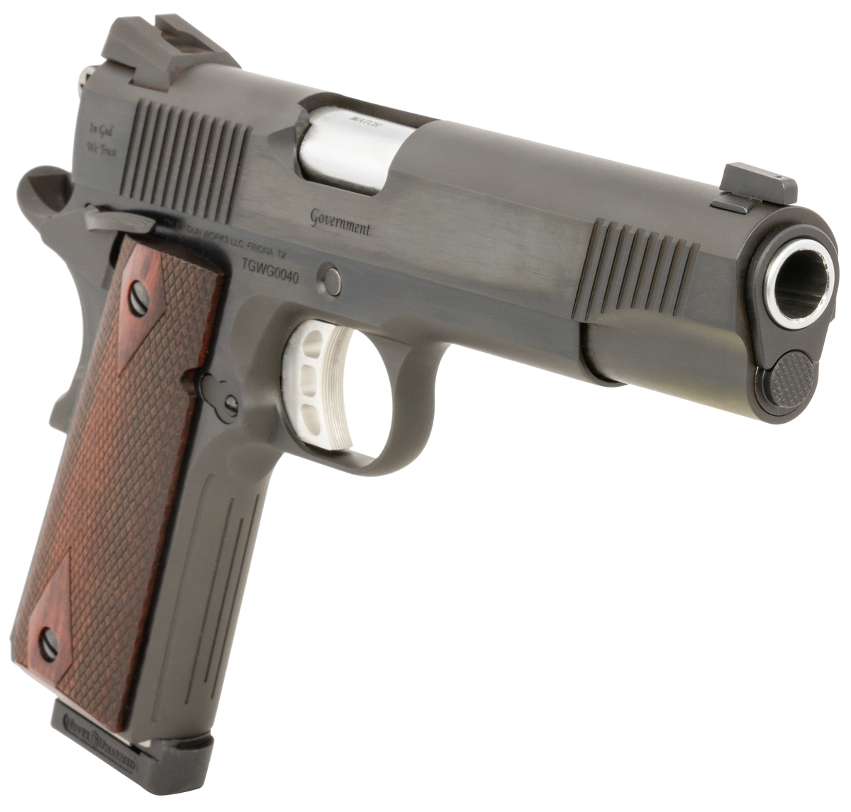 Tyler Gun Works Custom 1911 Government 45 ACP 5" 7+1 Semi-Auto Pistol - Blued Slide / Walnut Grip — view 3